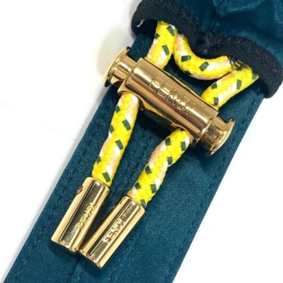 UNUSED FENDI 8C0627 belt Satin Canvas Blue Based - Picture 4 of 10